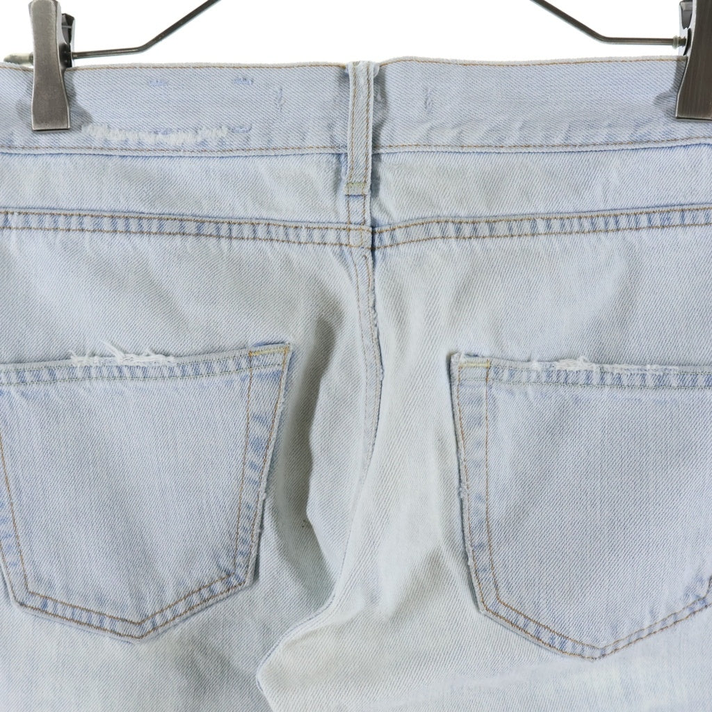 OFF-WHITE(オフホワイト) DISTRESSED DENIM ディストレスト フロントロゴ プリント ダメージデニム アイスブルー