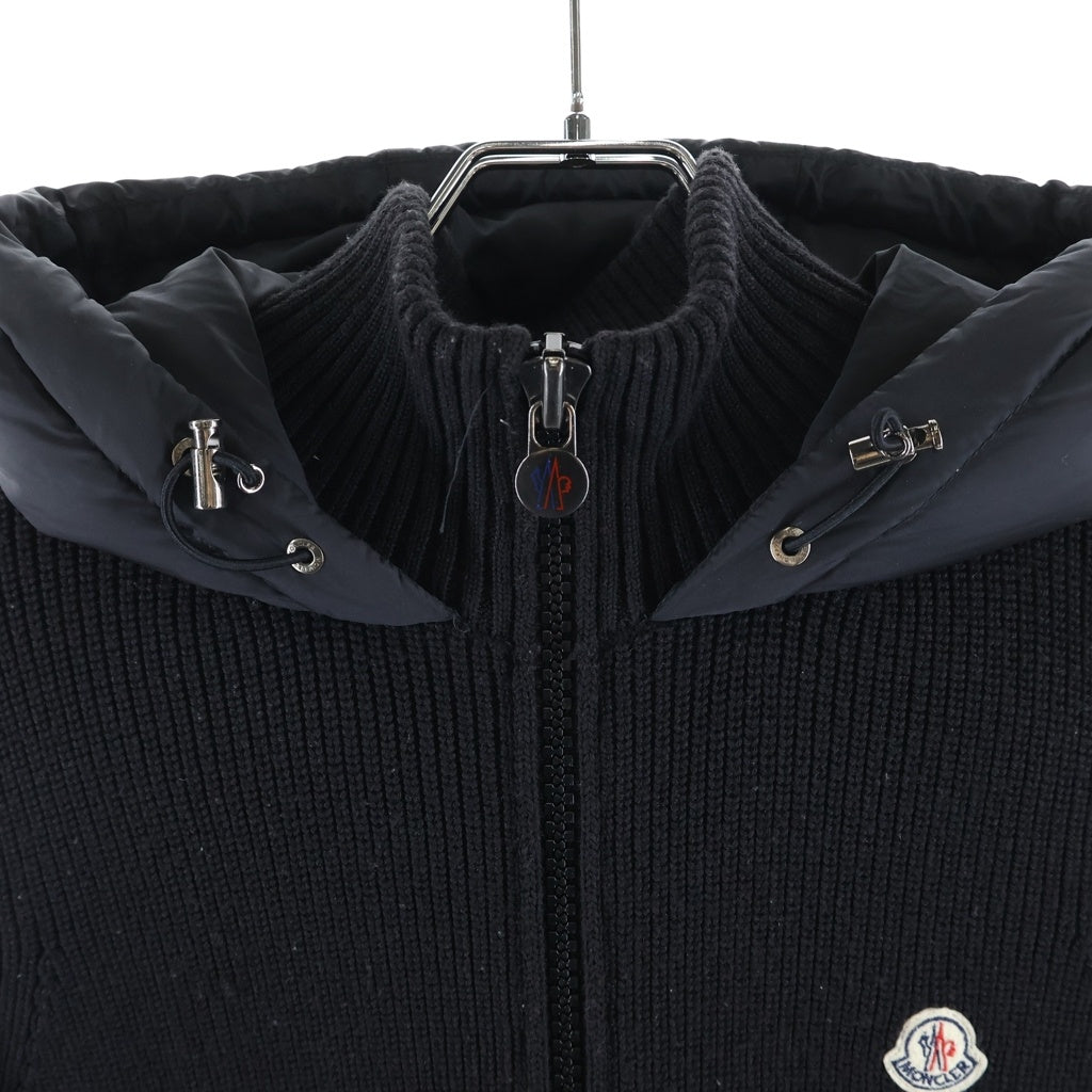 MONCLER(モンクレール) MAGLIONE TRICOT GILET マリオーネ ニット切替 B20919413400 ダウンベスト ブラック