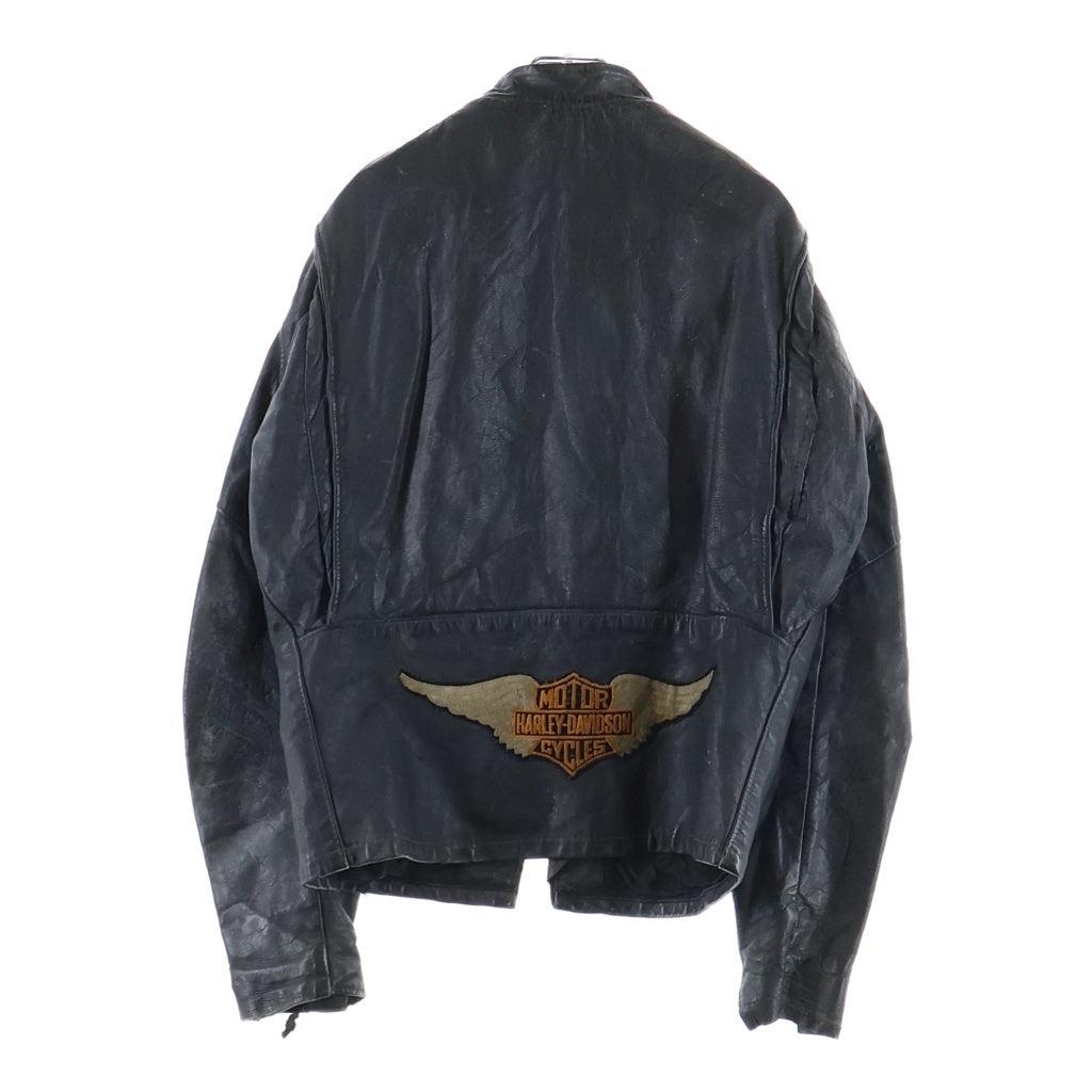 HARLEY DAVIDSON(ハーレーダビッドソン) 70s-80s TALON SWIFTジップ 涙 バックハーレーワッペン ライダースジャケット ブラック レザー
