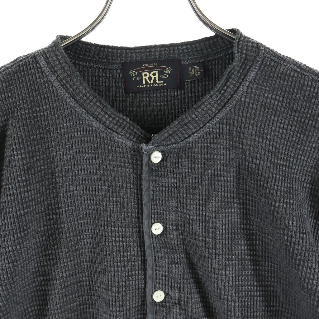 RRL(ダブルアールエル) 1つ星タグ サーマル ヘンリーネック ピグメントダイ ロングスリーブカットソー グレー 78250485900