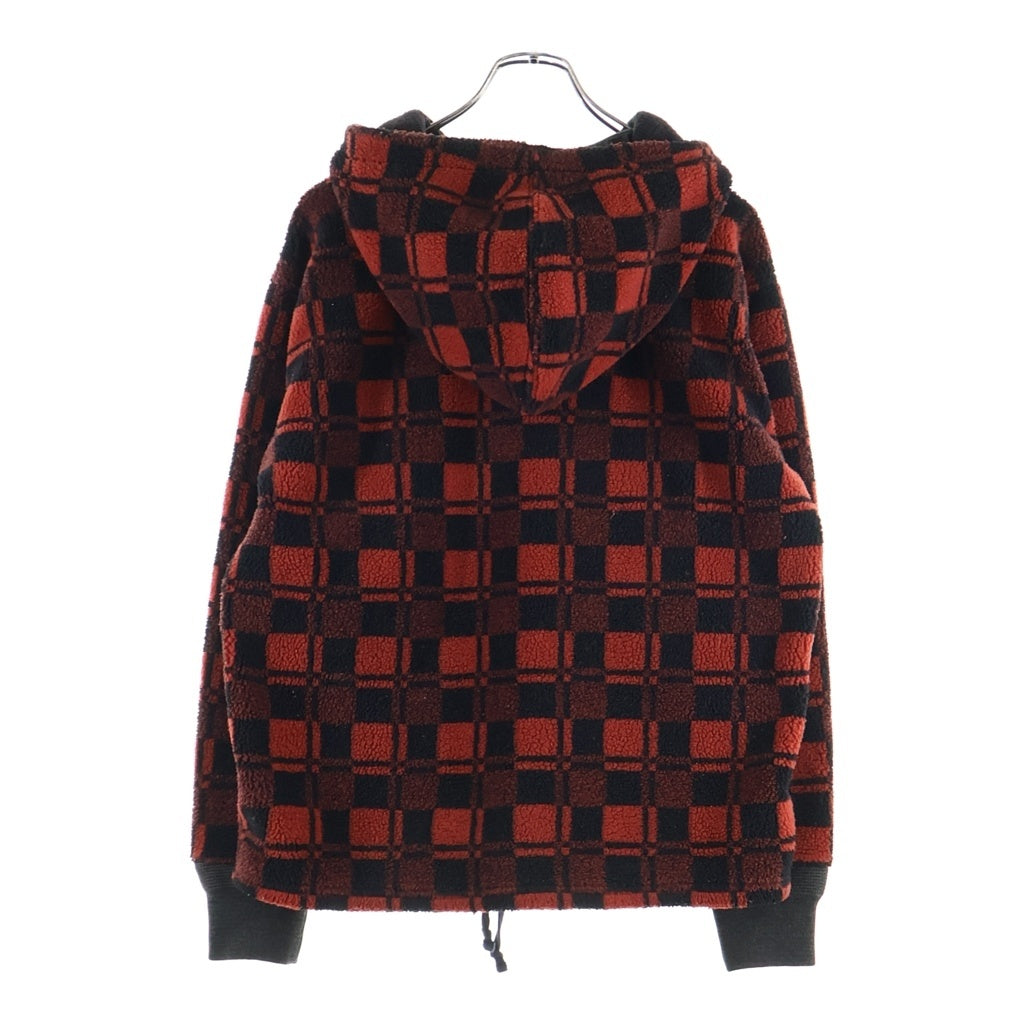 RRL(ダブルアールエル) 1つ星タグ Fleece Pullover Hoodie バッファローチェック ボア ハーフジップボアパーカー レッド 782758400001