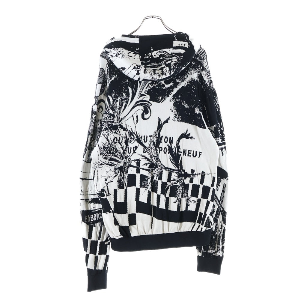 LOUIS VUITTON(ルイヴィトン) 23SS パリコラージュジャカードプルオーバーパーカー フーディー ブラック/ホワイト RM231 TB7 HON82W