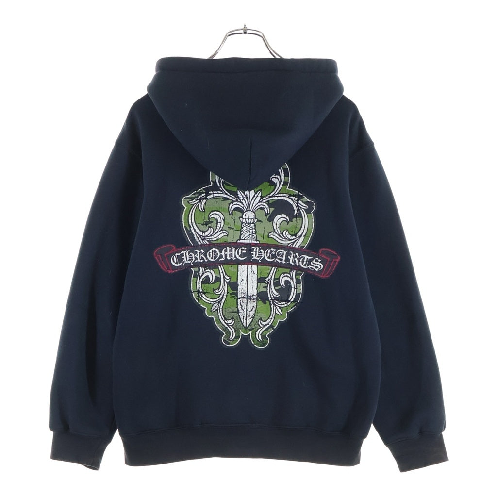 CHROME HEARTS(クロムハーツ) OLD Vine Dagger Zip Hoodie オールド カモフラヴァインダガー 裏地サーマルジップフーディーパーカー ブラック