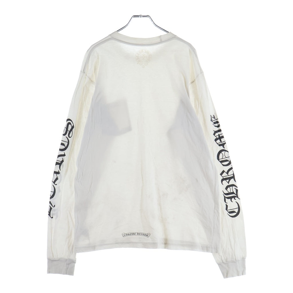 CHROME HEARTS(クロムハーツ) Neck Logo FUCK YOU L/S Tee ネックロゴ クルーネック長袖Tシャツ カットソー ロンT ホワイト