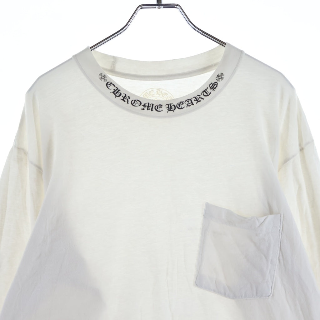 CHROME HEARTS(クロムハーツ) Neck Logo FUCK YOU L/S Tee ネックロゴ クルーネック長袖Tシャツ カットソー ロンT ホワイト