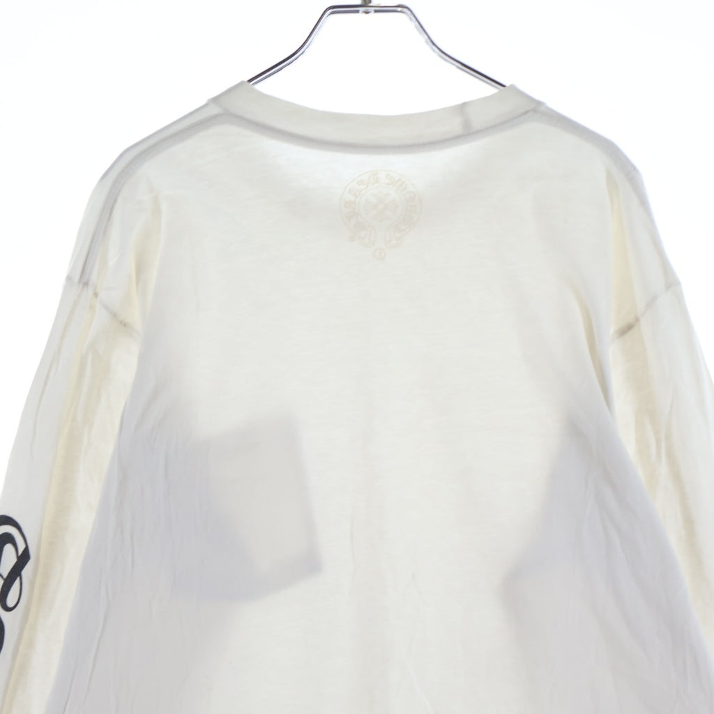 CHROME HEARTS(クロムハーツ) Neck Logo FUCK YOU L/S Tee ネックロゴ クルーネック長袖Tシャツ カットソー ロンT ホワイト