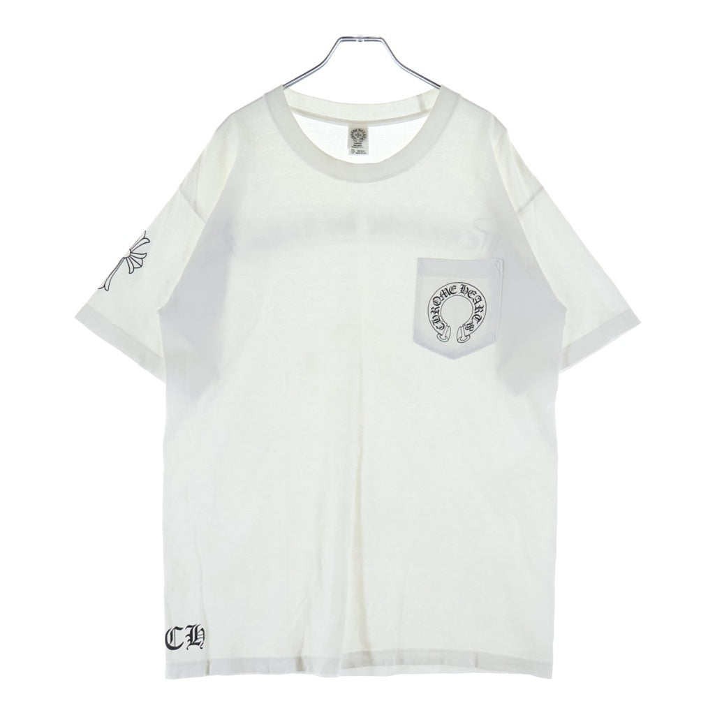 CHROME HEARTS(クロムハーツ) OLD バックスクロールロゴ ホースシューポケット 半袖 クルーネック Tシャツ カットソー ブラック