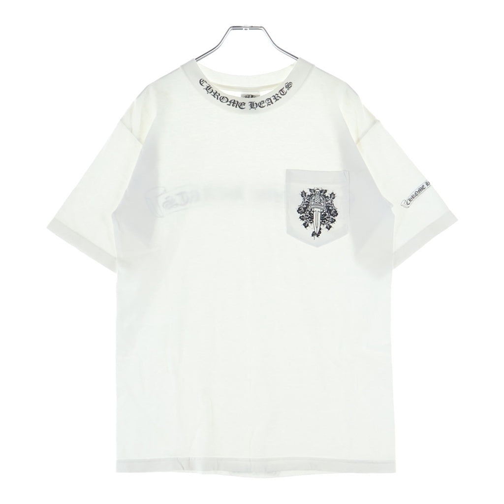 CHROME HEARTS(クロムハーツ) OLD VINE DAGGER SCROLL RAVEL LOGO S/S TEE オールド ヴァインダガー スクロールラベル ロゴプリント半袖Tシャツ カットソー ホワイト