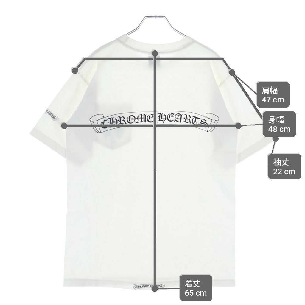 CHROME HEARTS(クロムハーツ) OLD VINE DAGGER SCROLL RAVEL LOGO S/S TEE オールド ヴァインダガー スクロールラベル ロゴプリント半袖Tシャツ カットソー ホワイト