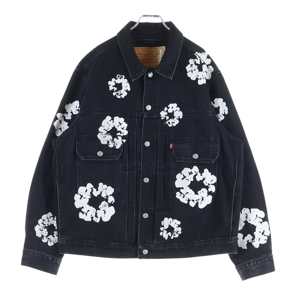 DENIM TEARS(デニムティアーズ) ×LEVI'S TYPE-2 ALL OVER WREATH LIGHT WASH フラワープリントライトウォッシュデニムジャケット PC9-A2318-0003 ブラック PC9-A2318-0006