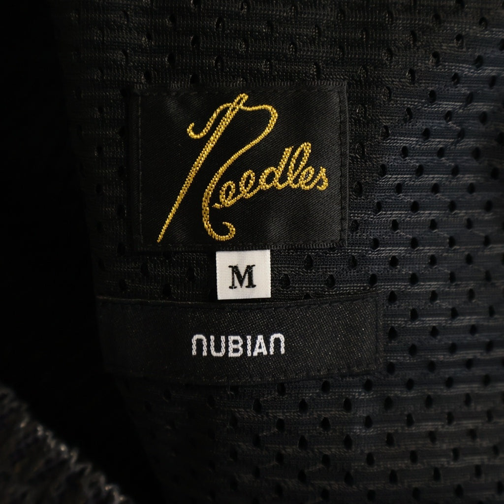 Needles(ニードルス) 24AW×NUBIAN TRACK PANTS SYNCETIC LEATHER EXCLUSIVE ヌビアン トラックパンツ フェイクレザー ブラック NS1585