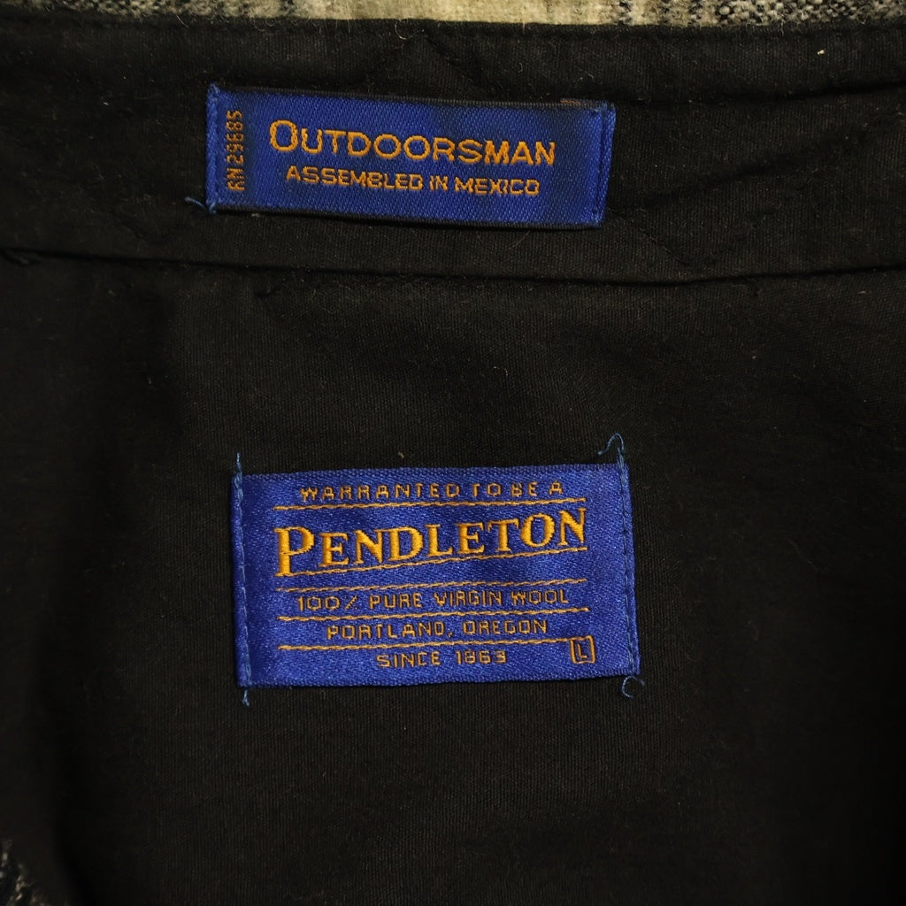 PENDLETON(ペンドルトン) 90s 黒白オンブレ 三角フラップ ウール 長袖シャツ ブラック
