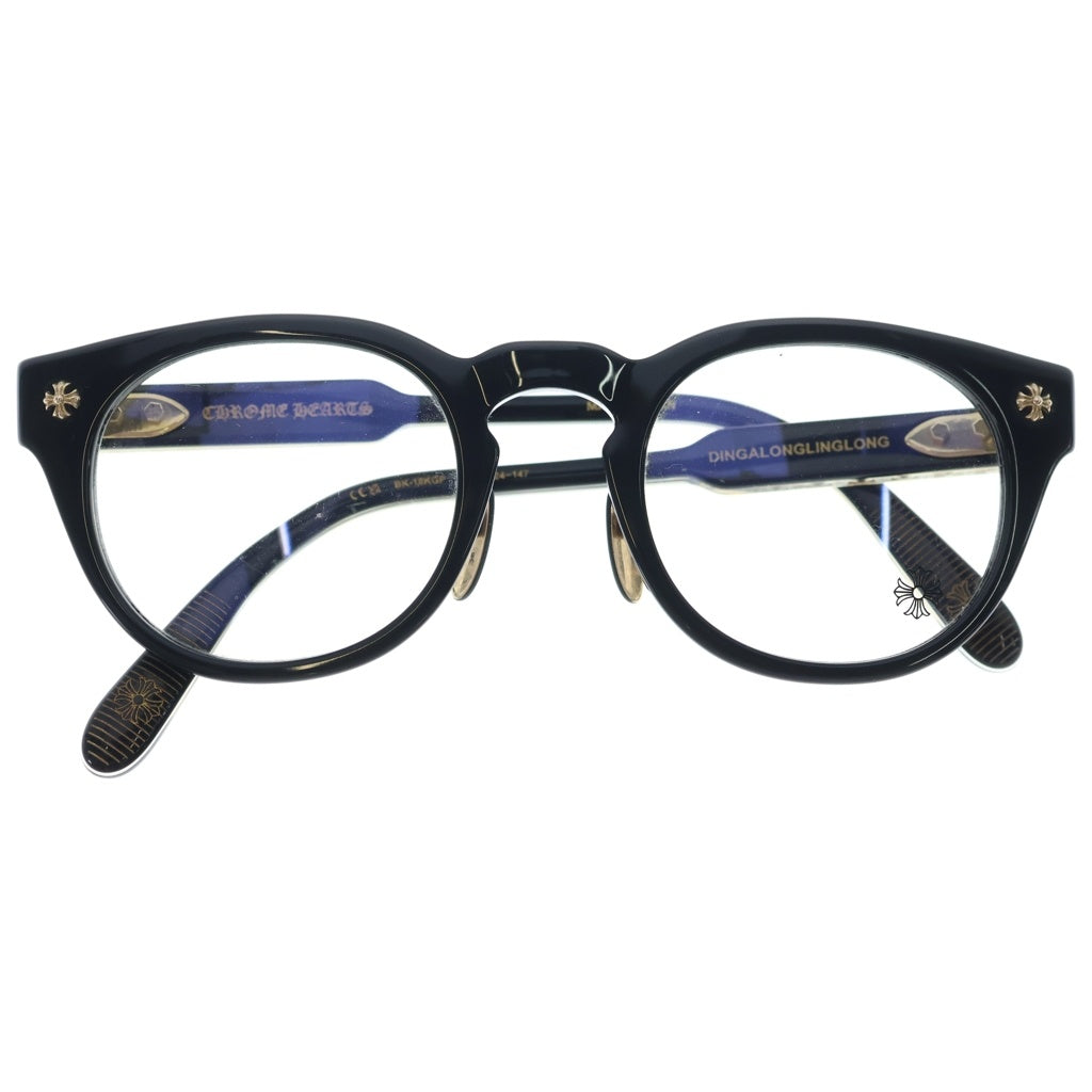 CHROME HEARTS(クロムハーツ) DINGALONGLINGLONG CHプラス ボストンフレーム アイウェア 眼鏡 ブラック/ゴールド