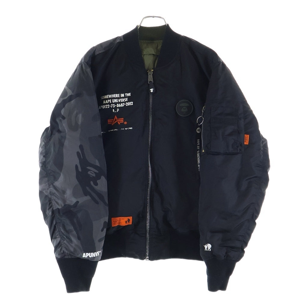 AAPE BY A BATHING APE(エーエイプバイアベイシングエイプ) REVERSIBLE MA1 リバーシブル MA-1 カモフラ切替 ブラック AAPDNM95009XXH