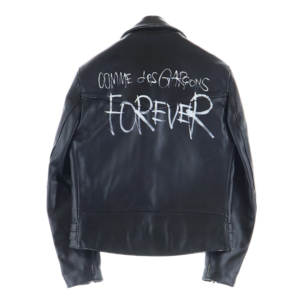COMME des GARCONS(コムデギャルソン) ×Lewis Leathers FOREVER バックペイント LIGHTNING ライトニング レザー ダブルライダース ジャケット ブラック KZ-J001-051-2-5