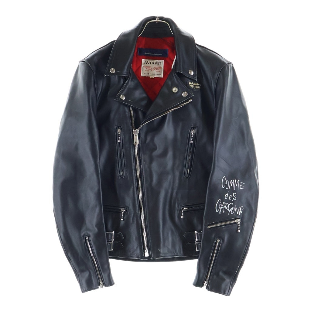 COMME des GARCONS(コムデギャルソン) ×Lewis Leathers FOREVER バックペイント LIGHTNING ライトニング レザー ダブルライダース ジャケット ブラック KZ-J001-051-2-5