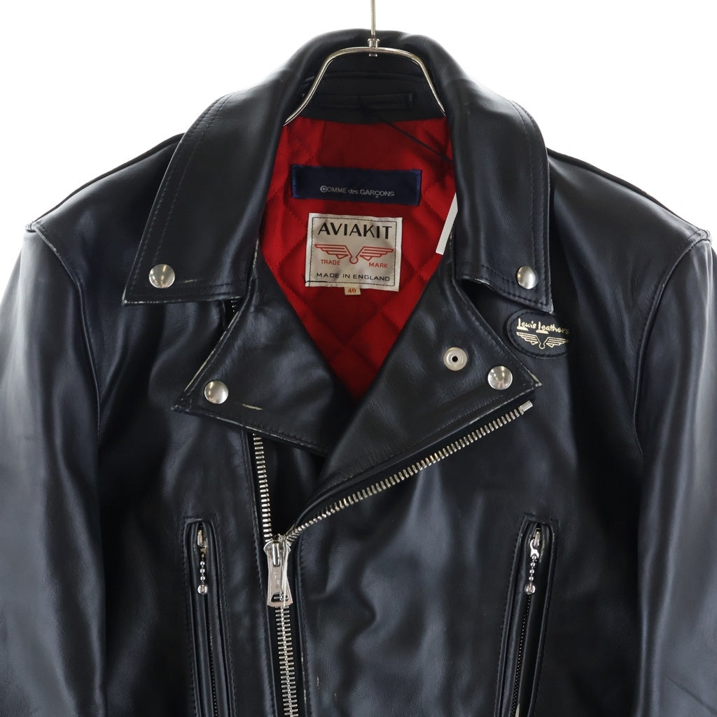 COMME des GARCONS(コムデギャルソン) ×Lewis Leathers FOREVER バックペイント LIGHTNING ライトニング レザー ダブルライダース ジャケット ブラック KZ-J001-051-2-5
