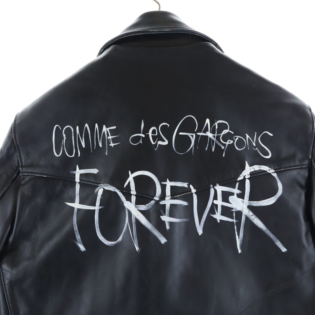 COMME des GARCONS(コムデギャルソン) ×Lewis Leathers FOREVER バックペイント LIGHTNING ライトニング レザー ダブルライダース ジャケット ブラック KZ-J001-051-2-5