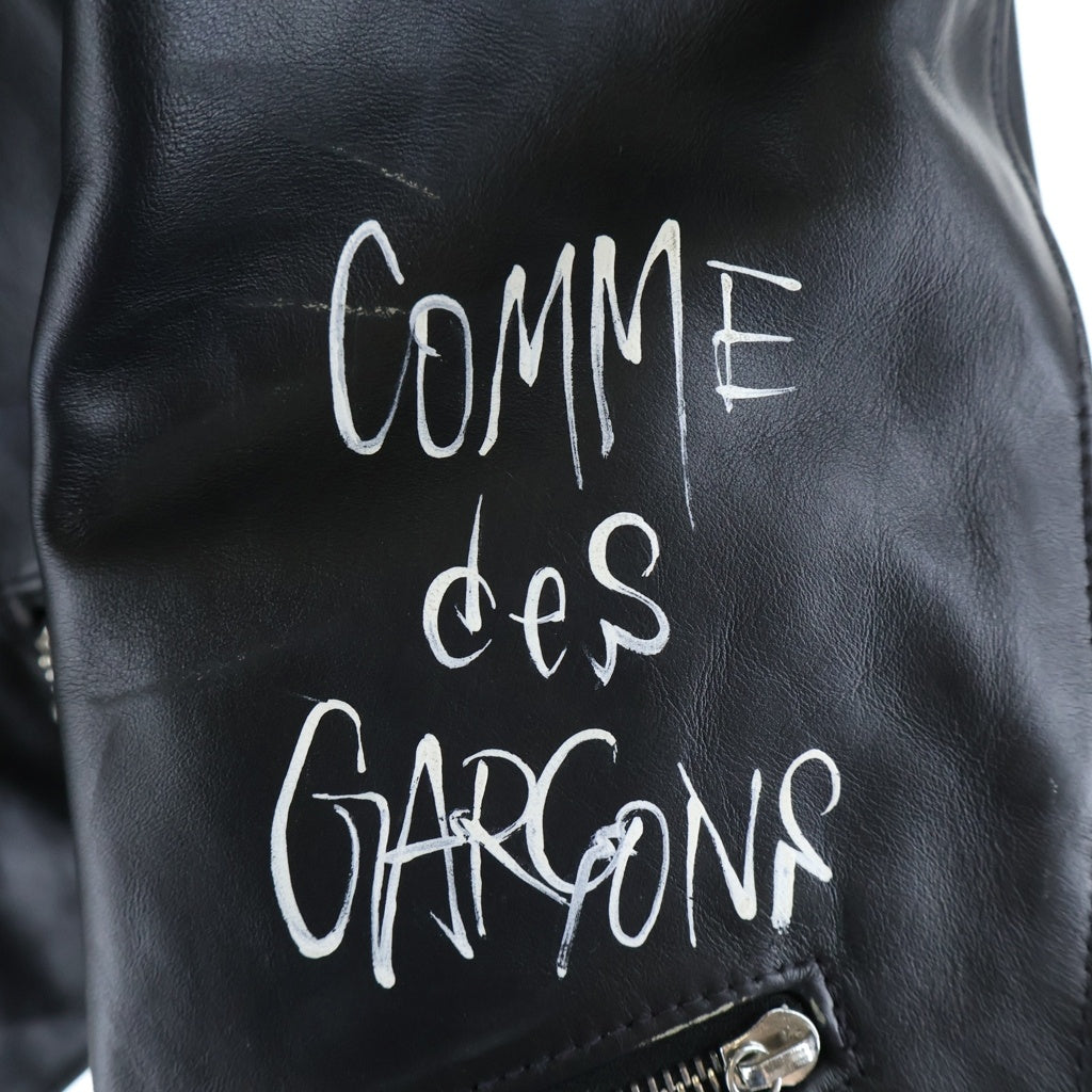 COMME des GARCONS(コムデギャルソン) ×Lewis Leathers FOREVER バックペイント LIGHTNING ライトニング レザー ダブルライダース ジャケット ブラック KZ-J001-051-2-5