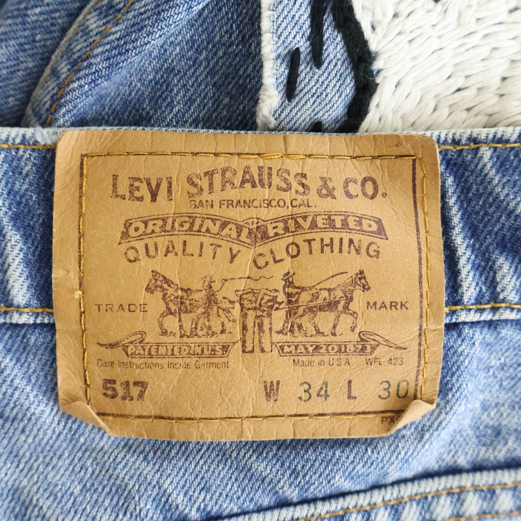 Levi's(リーバイス) 90s USA製 ボタン裏575 517 刺繍 パッチワーク ブーツカットデニム インディゴ