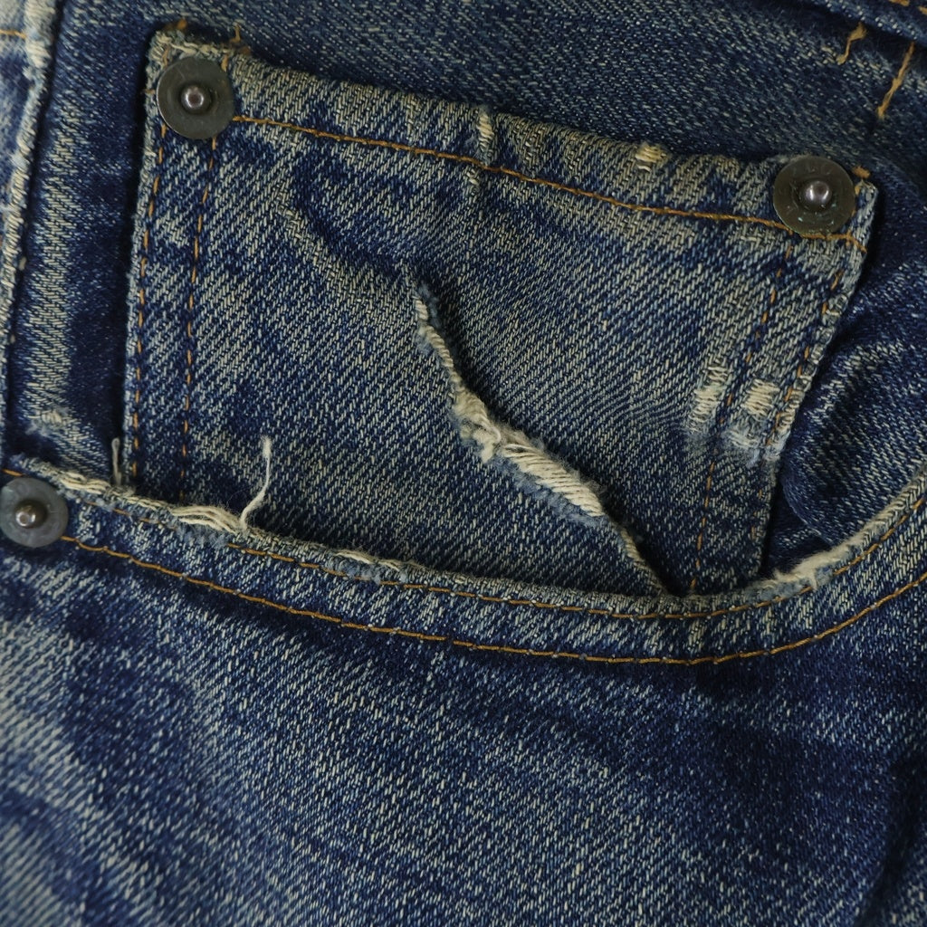Levi's(リーバイス) 60s-70s BIGE後期 耳裏シングル ボタン裏2 レインボーステッチ デニムパンツ インディゴ 501