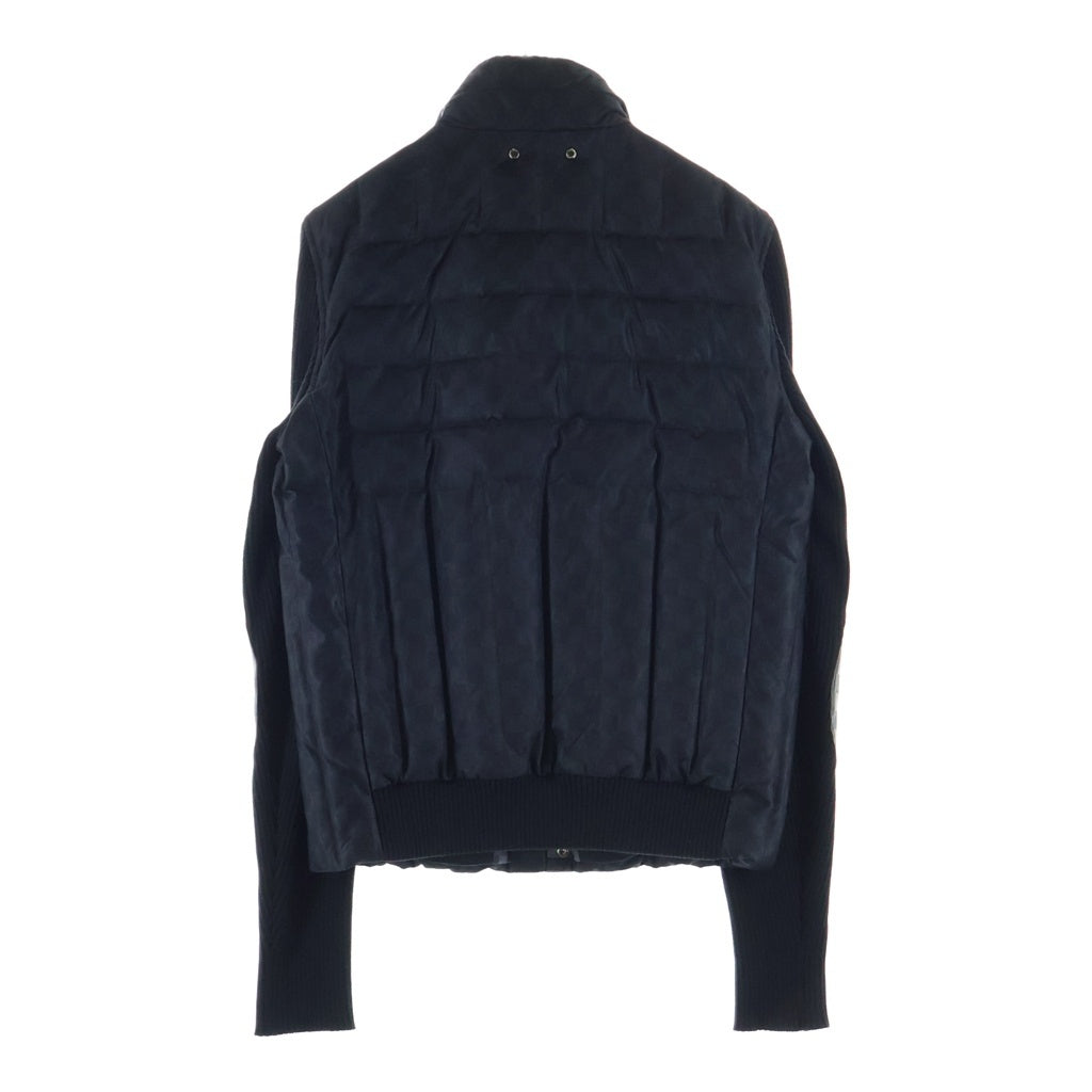 LOUIS VUITTON(ルイヴィトン) ダミエ柄 ニット切り替え エルボレザー ジップアップ ダウンジャケット ブラック RM122D MTBS40P00