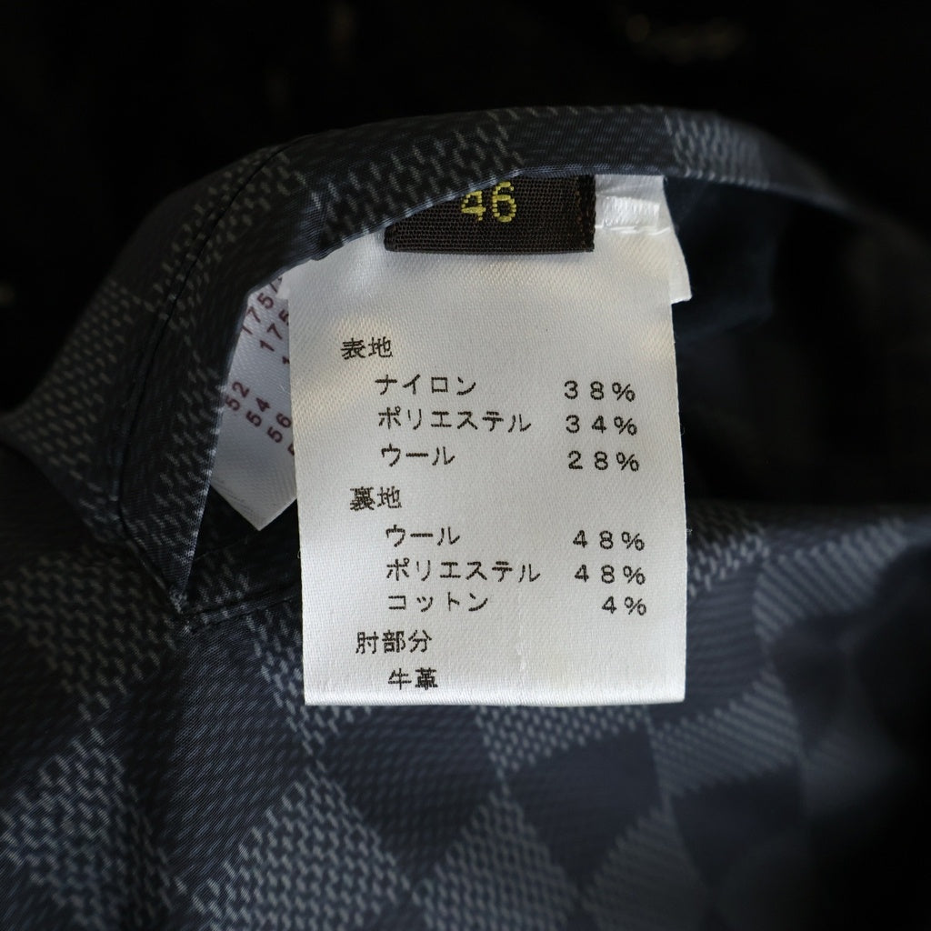 LOUIS VUITTON(ルイヴィトン) ダミエ柄 ニット切り替え エルボレザー ジップアップ ダウンジャケット ブラック RM122D MTBS40P00