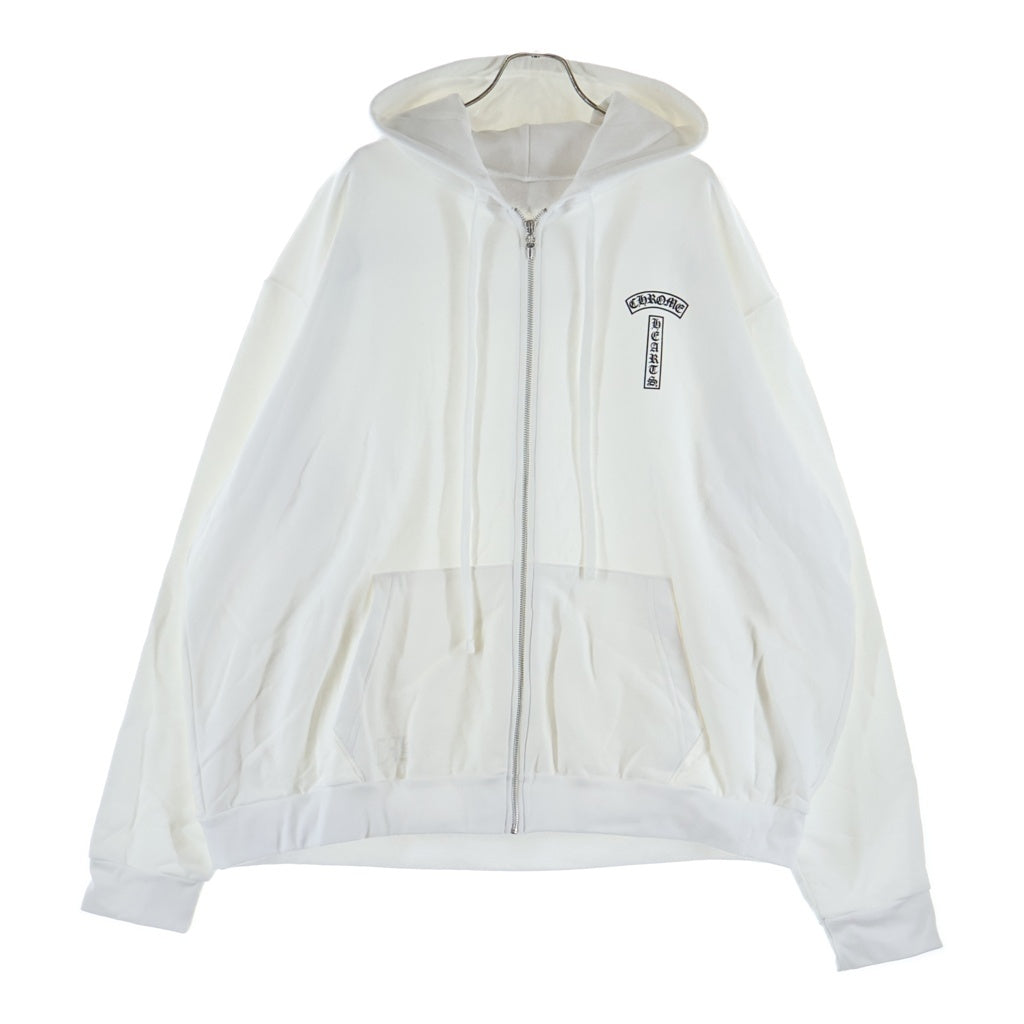 CHROME HEARTS(クロムハーツ) SWTSHRT HD ZIP Tバー ダガージップ バックアーチ ロゴジップ フーディ パーカー ホワイト