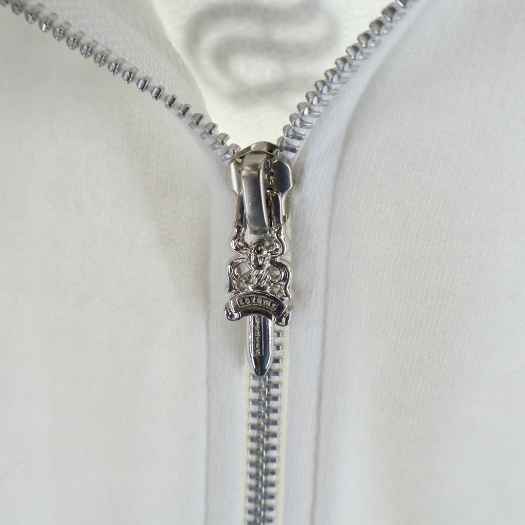 CHROME HEARTS(クロムハーツ) SWTSHRT HD ZIP Tバー ダガージップ バックアーチ ロゴジップ フーディ パーカー ホワイト
