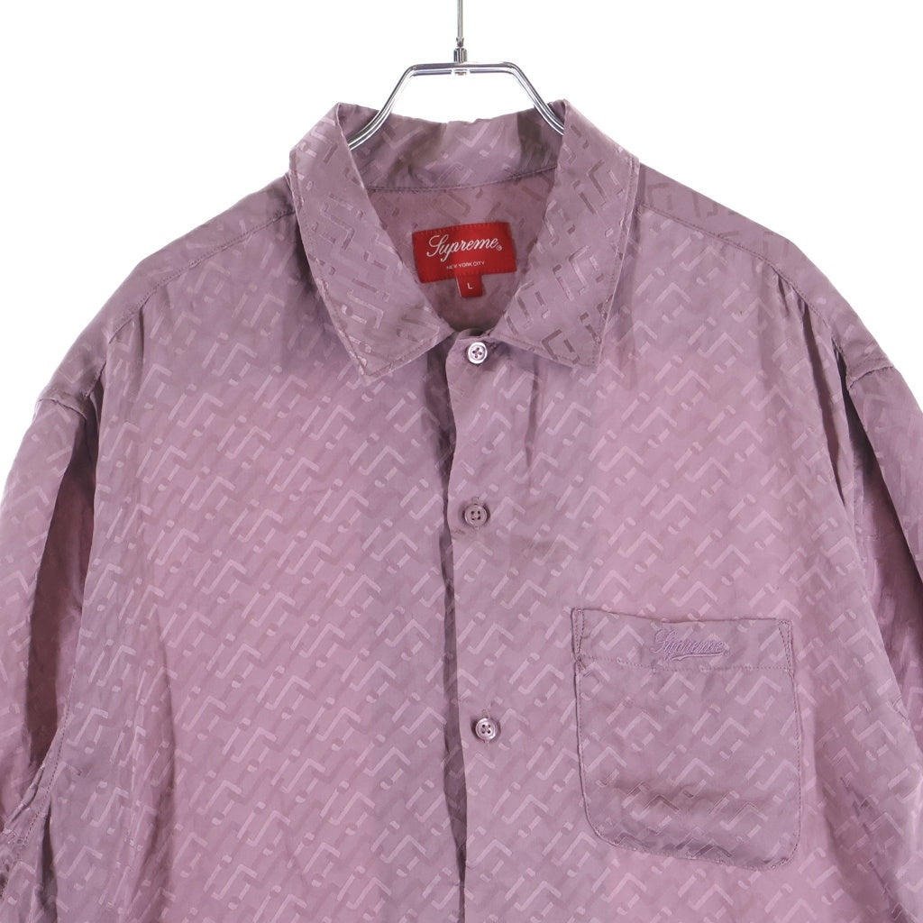 SUPREME(シュプリーム) 22SS Monogram Silk S/S Shirt モノグラム シルク 半袖シャツ ピンク