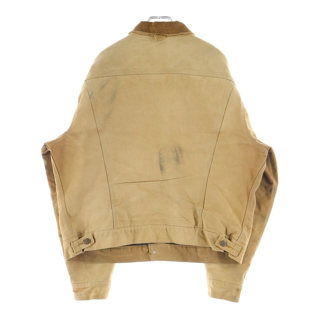 CARHARTT(カーハート) 80s-90s 星タブ 裏地ブランケット 縦縞 ポケット付 ダック トラッカージャケット 胸企業刺繍 ベージュ 6BWJP