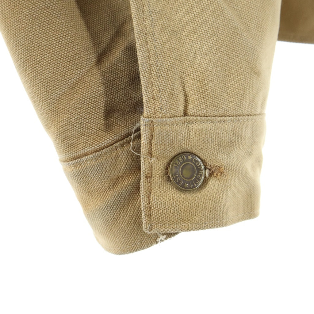 CARHARTT(カーハート) 80s-90s 星タブ 裏地ブランケット 縦縞 ポケット付 ダック トラッカージャケット 胸企業刺繍 ベージュ 6BWJP