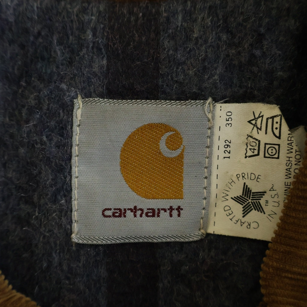 CARHARTT(カーハート) 80s-90s 星タブ 裏地ブランケット 縦縞 ポケット付 ダック トラッカージャケット 胸企業刺繍 ベージュ 6BWJP