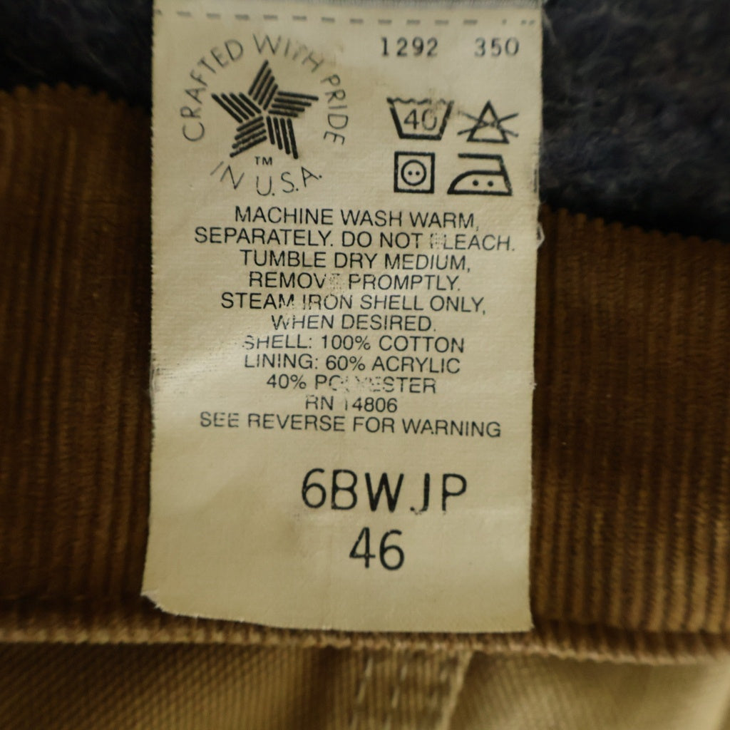 CARHARTT(カーハート) 80s-90s 星タブ 裏地ブランケット 縦縞 ポケット付 ダック トラッカージャケット 胸企業刺繍 ベージュ 6BWJP