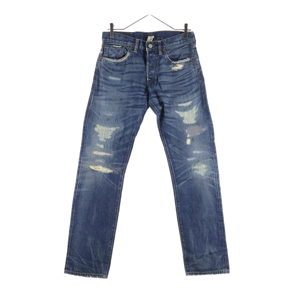 RRL(ダブルアールエル) 90s-00s 紙タグ ダメージリペア加工 ひげ加工 ストレートデニム W28 L30 インディゴ