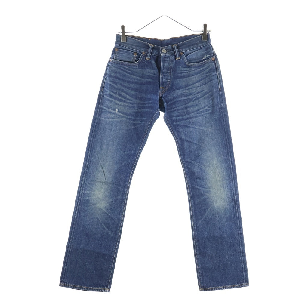 RRL(ダブルアールエル) USA製 ひげ加工 革パッチ 膝ハチノス 赤耳 ストレートデニム インディゴ 4863575LSPK
