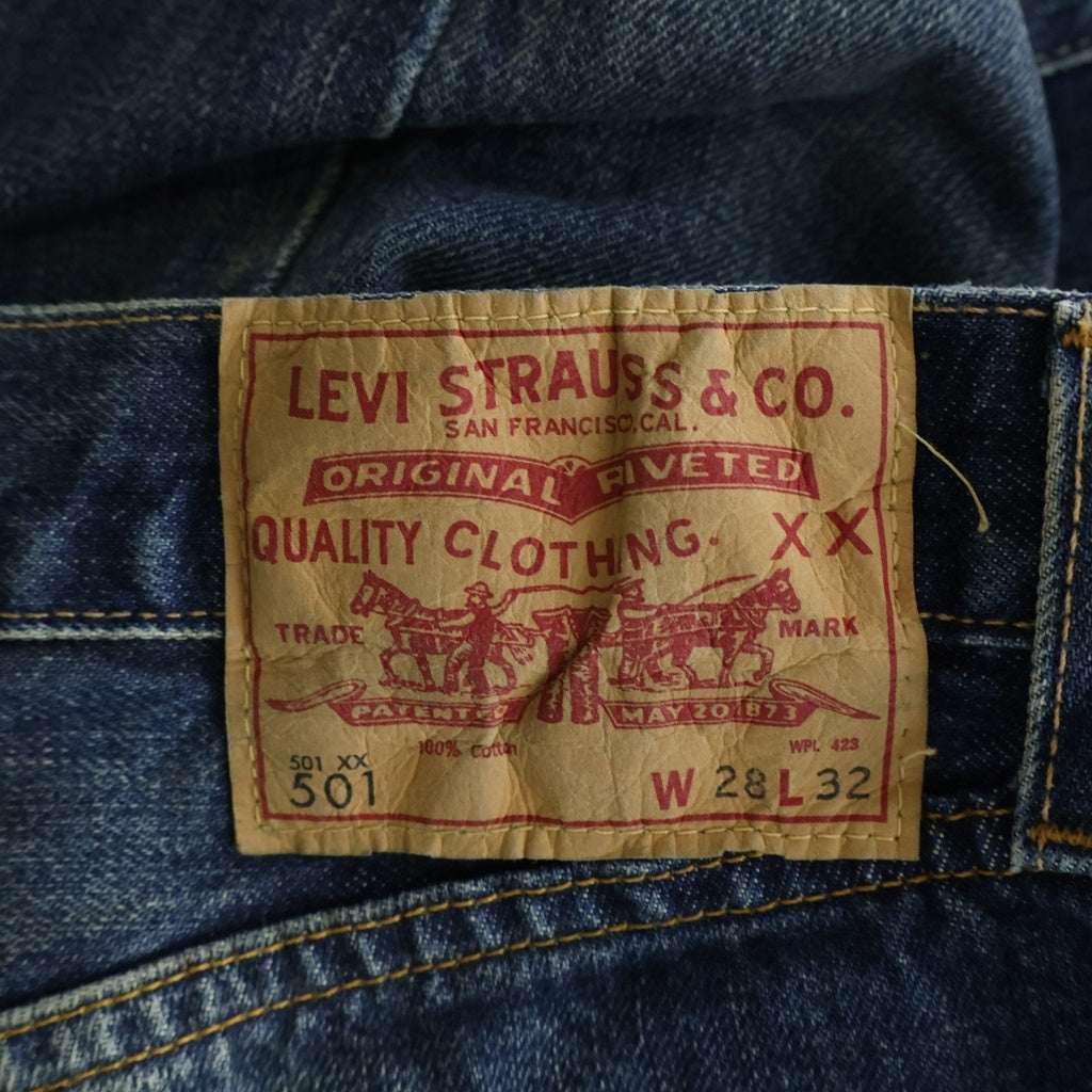 Levi's VINTAGE CLOTHING(リーバイス ビンテージ クロージング) トルコ製 ダブルネーム 501-501XX BIGE 赤耳 ひげ膝ハチノス加工 ストレートデニム W28 L32 インディゴ PC9-66466-0002