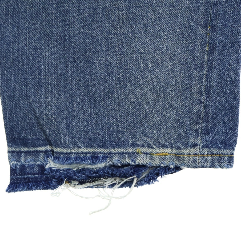 Levi's(リーバイス) ダメージ加工 リペア加工 ステップドヘム加工 ウォッシュ加工 BIGE 隠しリベット 赤耳 W28 L32 ストレートデニム インディゴ 501XX