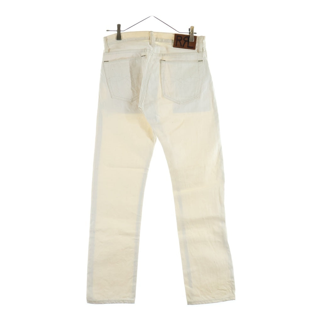RRL(ダブルアールエル) 紙タグ 革パッチ W29 L30 ストレートデニム ホワイト R41RB46