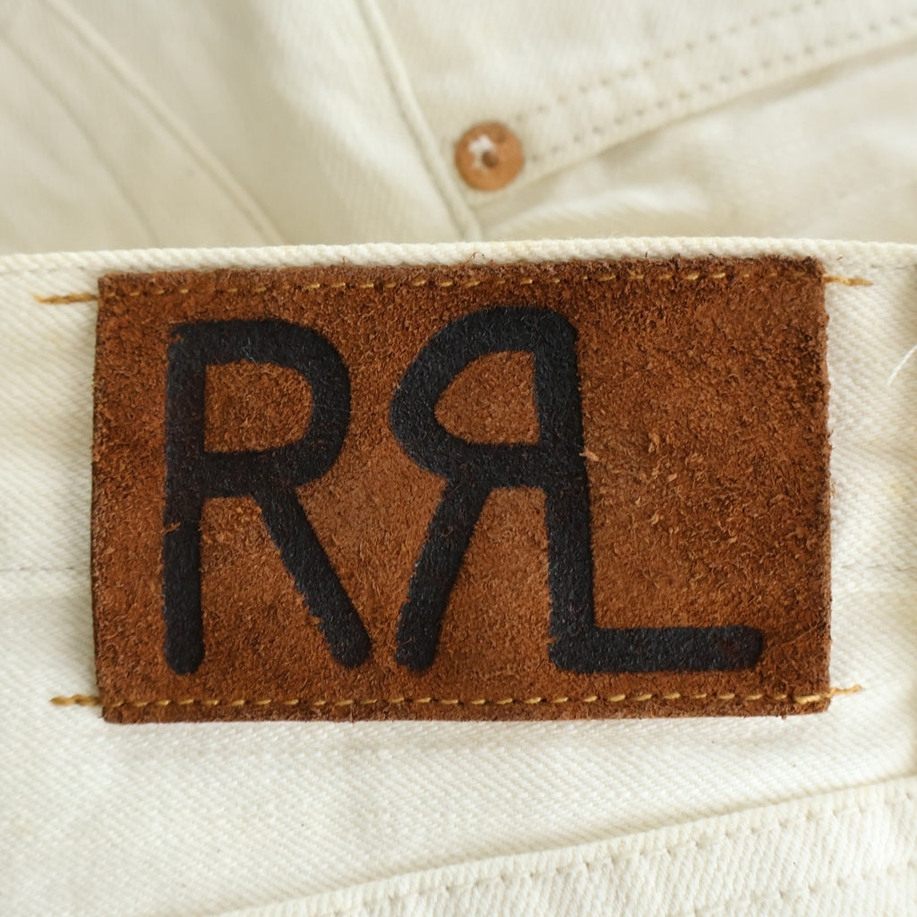 RRL(ダブルアールエル) 紙タグ 革パッチ W29 L30 ストレートデニム ホワイト R41RB46