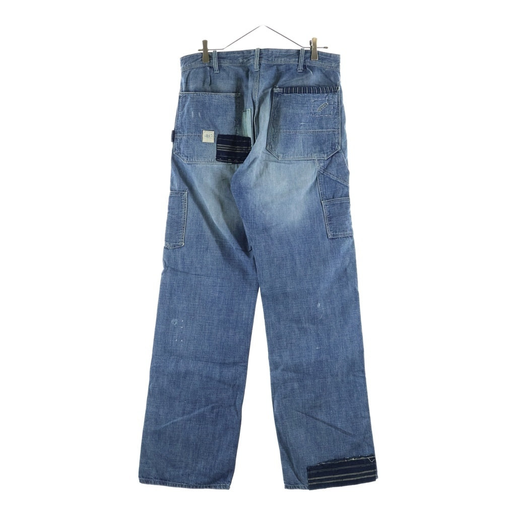 RRL(ダブルアールエル) パッチワーク 刺し子 襤褸 BIG OAK PANT U.M.L.S. WASH LIMITED EDITION 31/52 ライトデニム トリプルステッチ サスペンダーボタン ペインターパンツ 8012