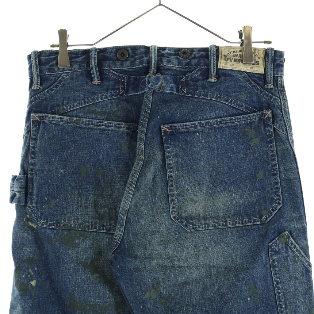 RRL(ダブルアールエル) ダブルニー ペンキ加工 月桂樹サスペンダーボタン 針シンチ ライトデニム W28 L30 ペインターパンツ インディゴ R51/0200013088