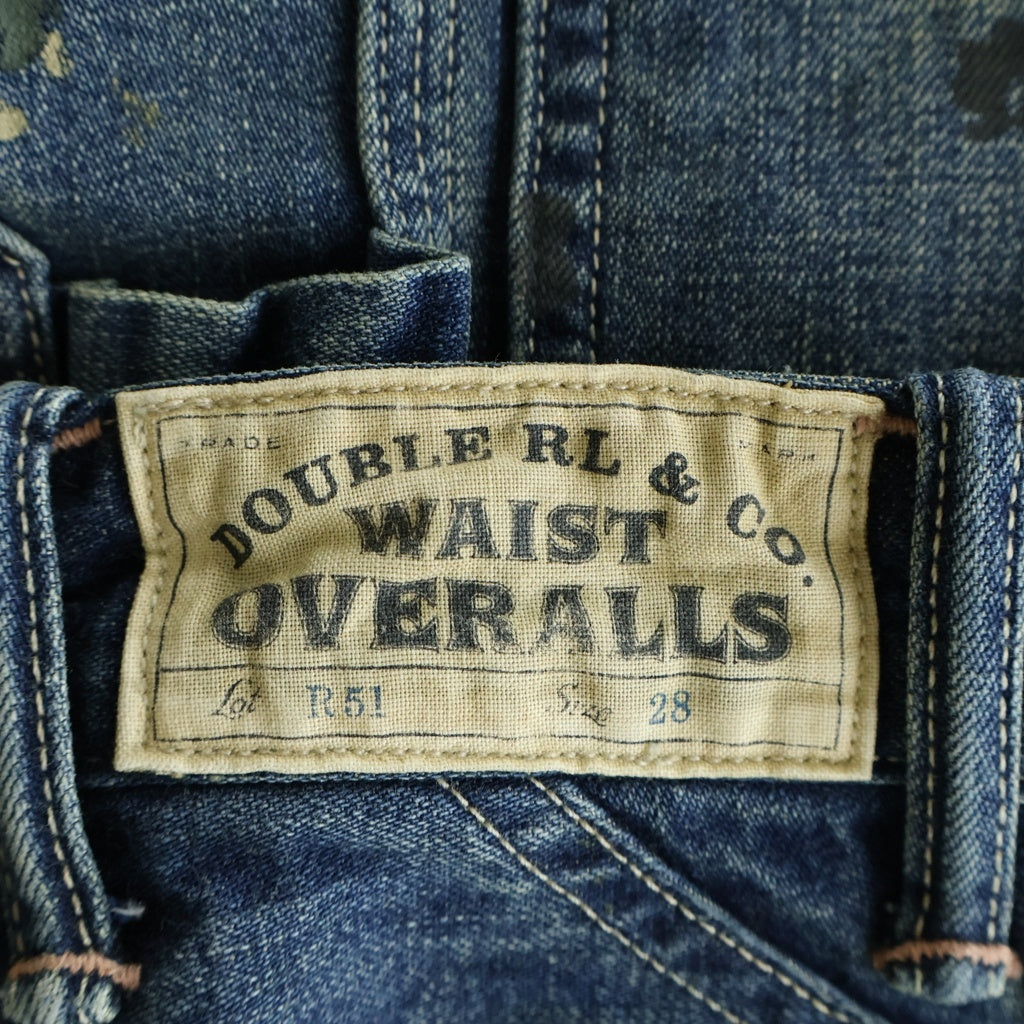 RRL(ダブルアールエル) ダブルニー ペンキ加工 月桂樹サスペンダーボタン 針シンチ ライトデニム W28 L30 ペインターパンツ インディゴ R51/0200013088