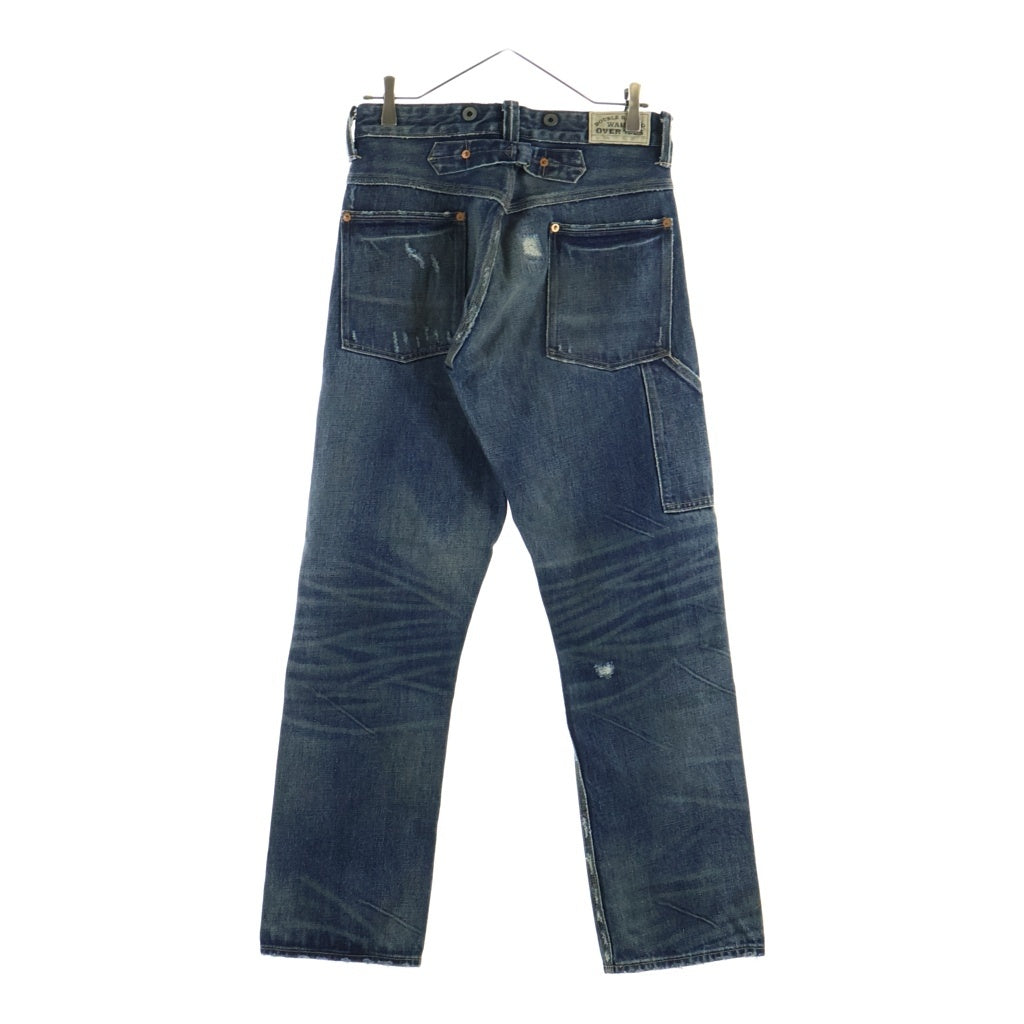 RRL(ダブルアールエル) ダメージ加工 ひげハチノス加工 月桂樹 サスペンダーボタン シンチバック W28 ストレートデニム R54