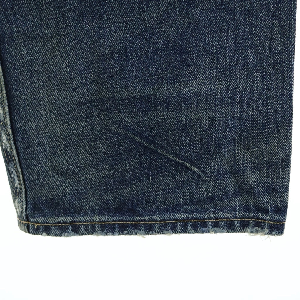 RRL(ダブルアールエル) ダメージ加工 ひげハチノス加工 月桂樹 サスペンダーボタン シンチバック W28 ストレートデニム R54