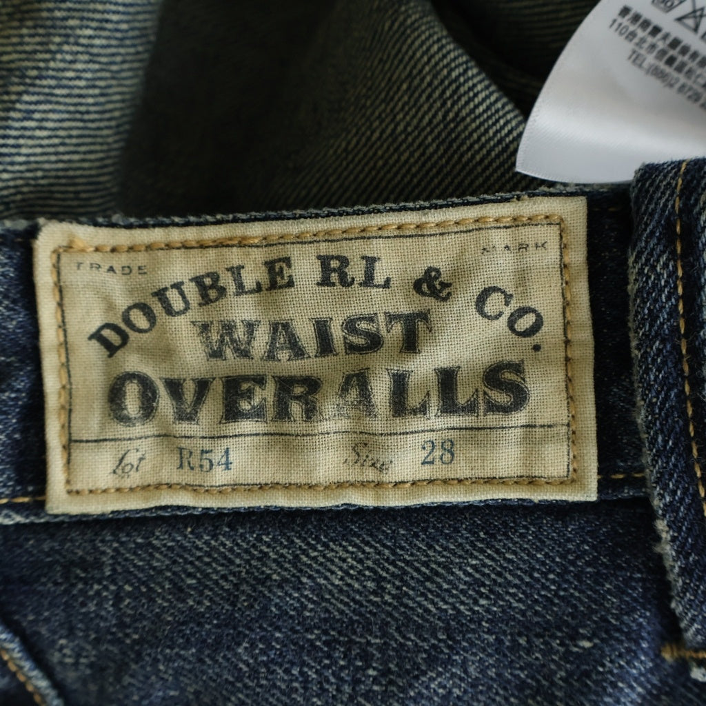 RRL(ダブルアールエル) ダメージ加工 ひげハチノス加工 月桂樹 サスペンダーボタン シンチバック W28 ストレートデニム R54