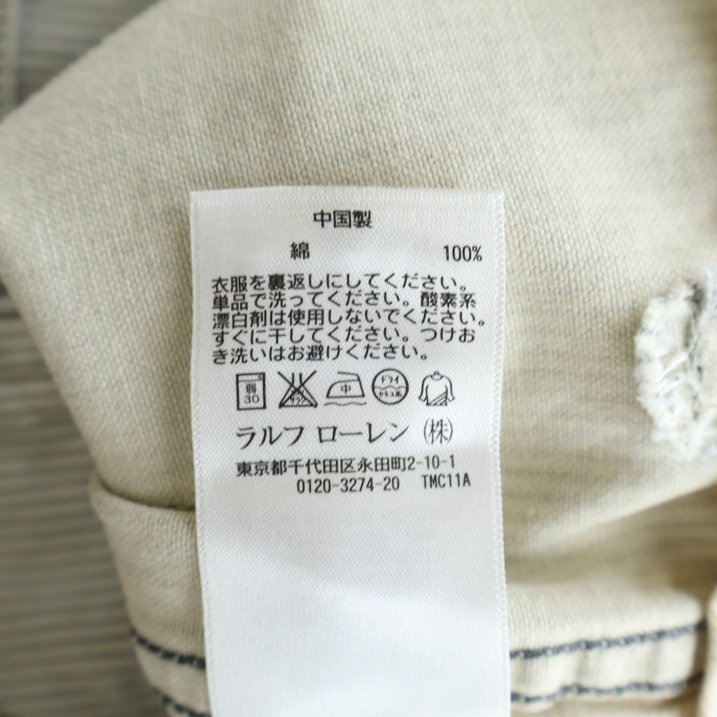 RRL(ダブルアールエル) ヒッコリー 月桂樹ボタン メタルサスペンダーボタン ベイカーポケット ワイドパンツ W29 L30 ホワイト ストライプ 782502439001