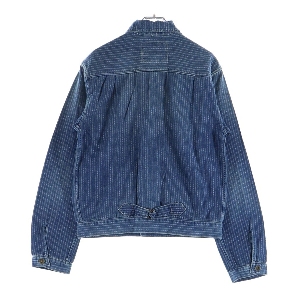RRL(ダブルアールエル) WAGNER JACKET 1st ストライプデニム ライトオンス ユニチケ付 Gジャン ブルー ストライプ 0200011842