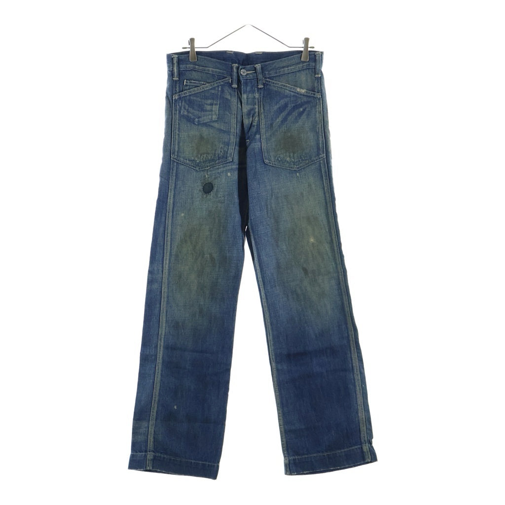 RRL(ダブルアールエル) メタルボタン ライトデニム シンチバック ビンテージ加工 ワイド ペインターパンツ インディゴ 4858286WBZP