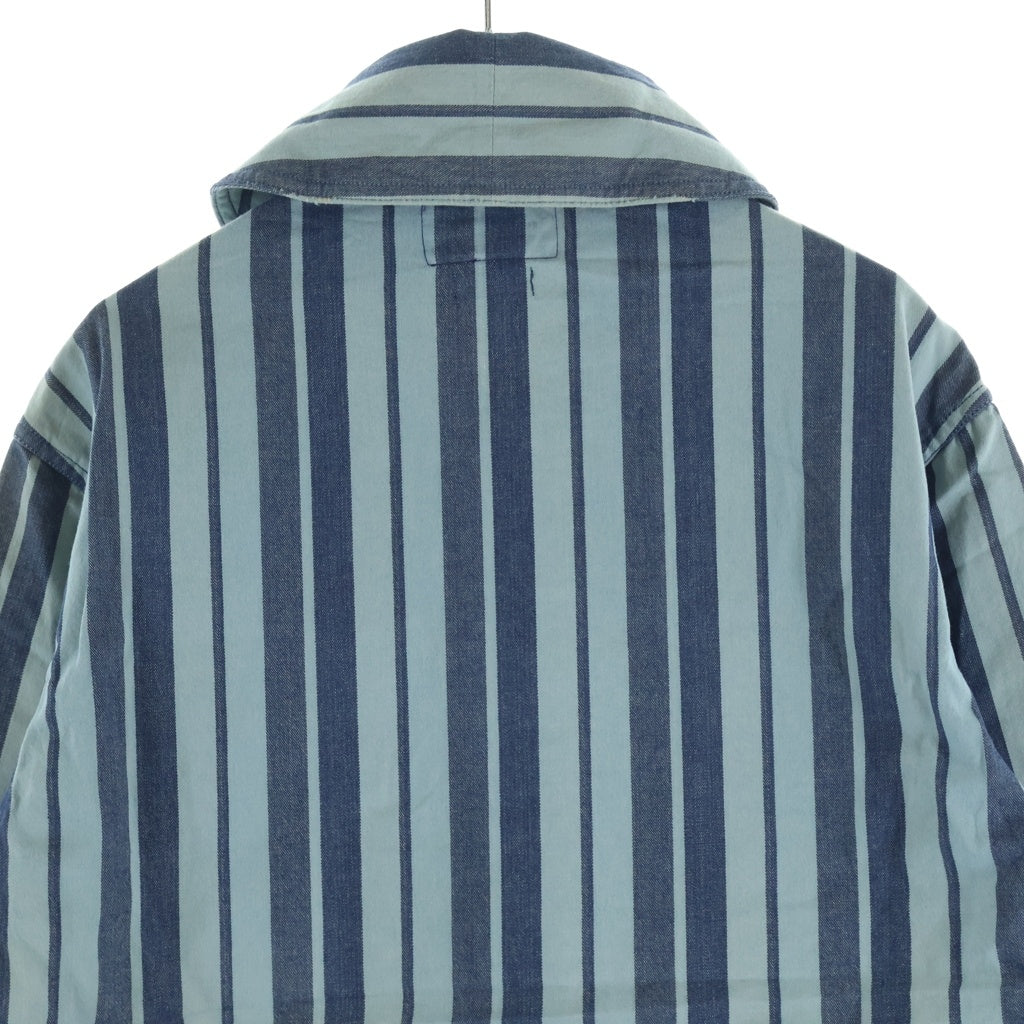 RRL(ダブルアールエル) 1つ星タグ メタルボタン ヘチマ襟 ショールカラー プルオーバーシャツ ブルー ストライプ 7959772RRWA